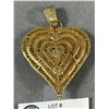 Image 2 : Vintage Handcrafted Large Silver Filigree Heart Pendant, Tested For Silver. 2 1/2" x 2 1/2". Origina