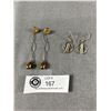 Image 1 : 2 Vintage Pairs Of 925 Sterling Silver Dangle Earrings, Unusual Designs, One w/Rock Crystal Stones, 