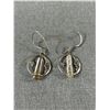 Image 3 : 2 Vintage Pairs Of 925 Sterling Silver Dangle Earrings, Unusual Designs, One w/Rock Crystal Stones, 