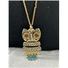 Image 2 : 2 Vintage Owl Pendants w/ 2 Extra Length Chains Necklaces, Original Patina