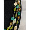 Image 2 : Vintage Triple Strand Linked Glass Beads Necklace, Original Patina