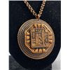 Image 2 : Vintage Copper Egyptian Pendant w/Chain Necklace, Original Patina, 16"L