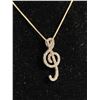 Image 1 : 925 Sterling Silver Musical Note Pendant Necklace, 20" L