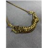 Image 2 : Vintage Leopard Choker Necklace, Original Patina, 17-19" L