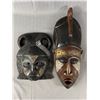 Image 1 : 2 Hand Crafted Wood Masks From Ghana. Approx. 13" & 21"