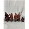 Image 1 : Vintage Vinto Wine Italy Decanter, Pewter Indian Head On Rock Slab & Various Carved Asian Figures