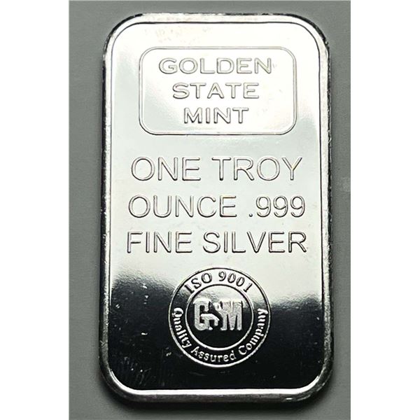 Golden State Mint 1 ozt .999 Silver Bar