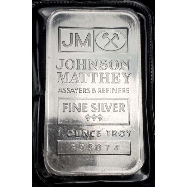 Johnson Matthey Assayers & Refiners 1 ozt .999 Silver Bar