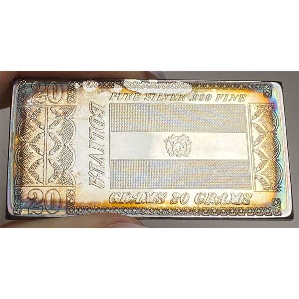 Toned The Silver Mint "Bolivia" 20 Grams .999 Silver Bar