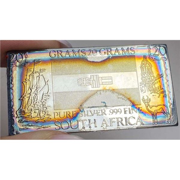 Toned The Silver Mint "South Africa" 20 Grams .999 Silver Bar