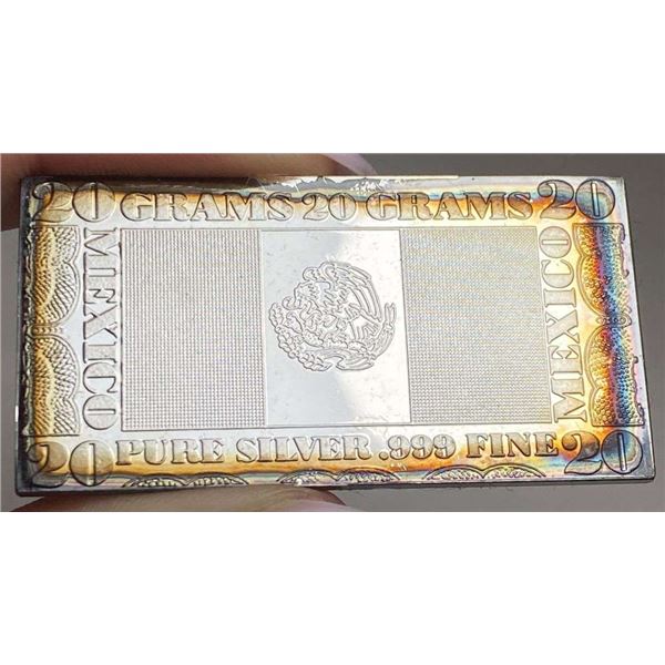 Toned The Silver Mint "Mexico" 20 Grams .999 Silver Bar