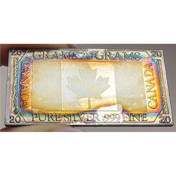 Toned The Silver Mint "Canada" 20 Grams .999 Silver Bar