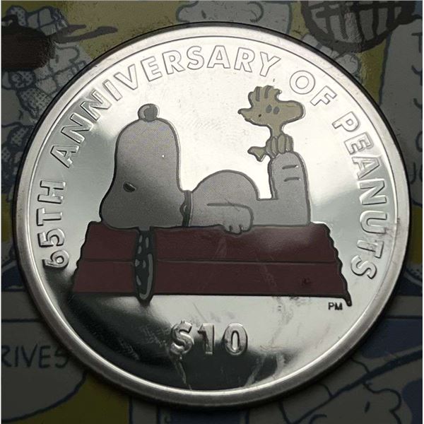 2015 British Virgin Islands "65th Anniversary Of Peanuts" $10 Proof Sterling Silver
