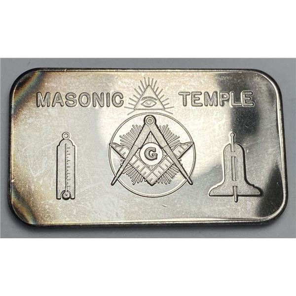 Masonic Temple 1 ozt .999 Silver Bar
