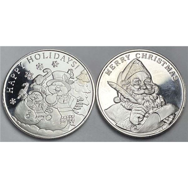 (2) 2019 Season's Greetings 1 ozt .999 Silver