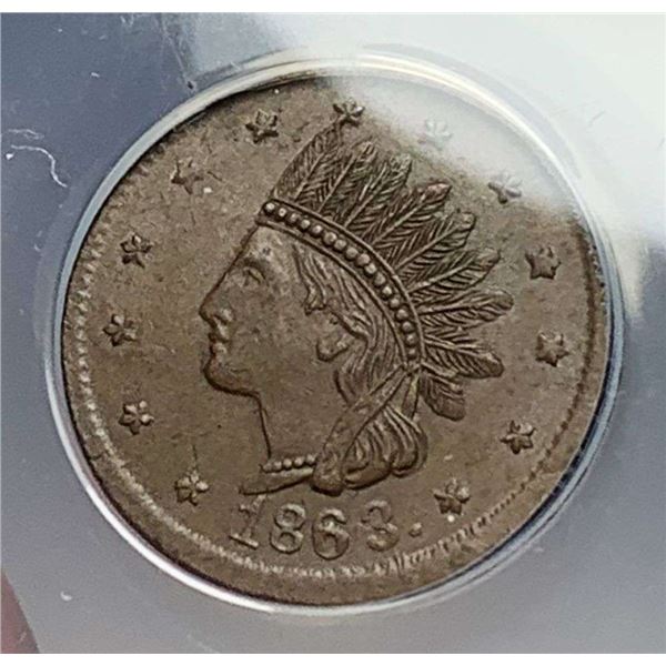 1863 Patriotic Civil War Token ANACS AU55
