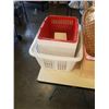 Image 2 : LOT OF LAUNDRY BASKET, WOOD CRATE, BIN AND WOVEN BASKET