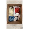 Image 1 : BOX OF ASSORTED NEW ITEMS, TOOLS, KITCHEN, LEATHER GLOVES ETC