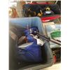 Image 3 : BOX AND BIN OF WATER FOUNTAIN, FISHING RODS AND MORE