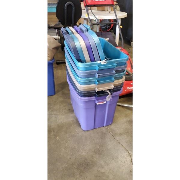 6 STORAGE TOTES W/ LIDS