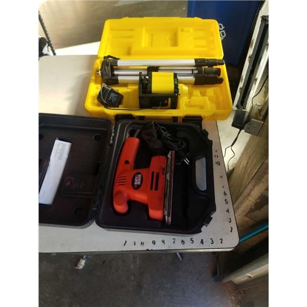 CASED LASER LEVEL WITH BLACK AND DECKER SANDER BOTH TESTED AND WORKING