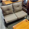 Image 1 : OUTDOOR 2 SEATER PATIO SOFA W/ METAL FRAME AND GREY CUSHIONS