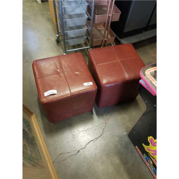 2 EQ3 LEATHER OTTOMANS