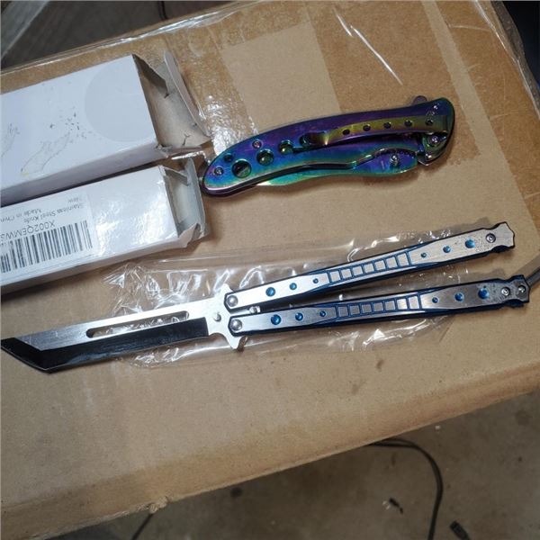 2 NEW STAINLESS STEEL FOLDING KNIVES