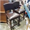 Image 1 : 2 BROWN LEATHER-LOOK BAR STOOLS