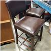 Image 2 : 2 BROWN LEATHER-LOOK BAR STOOLS