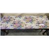 Image 2 : MAHOGANY BENT LEG BENCH W/ BROCADE FABRIC