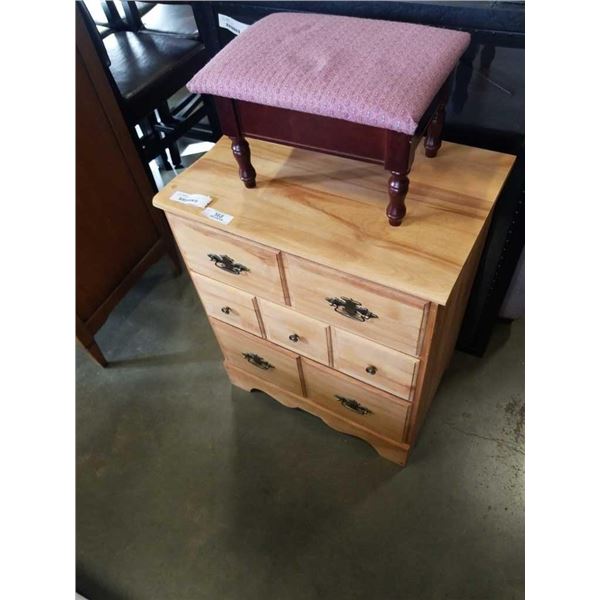 PINE 4 DRAWER DRESSER AND SMALL FOOT STOOL