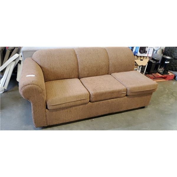 BROWN FABRIC HIDE-A-BED SOFA LOUNGE