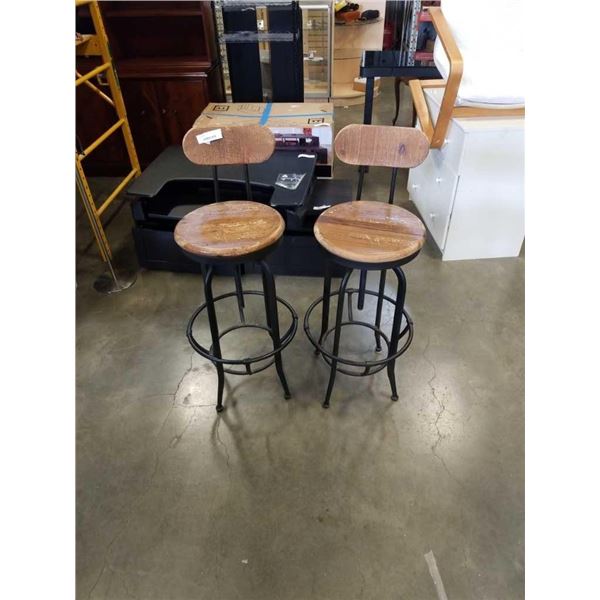 PAIR OF RUSTIC SWIVEL STOOLS