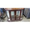 Image 1 : MAHOGANY CURVED GLASS DISPLAY CABINET W/ SHELF, MADE IN CANADA