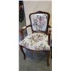 Image 1 : QUEEN ANNE MAHOGANY BENT LEG CHAIR W/ BROCADE FABRIC