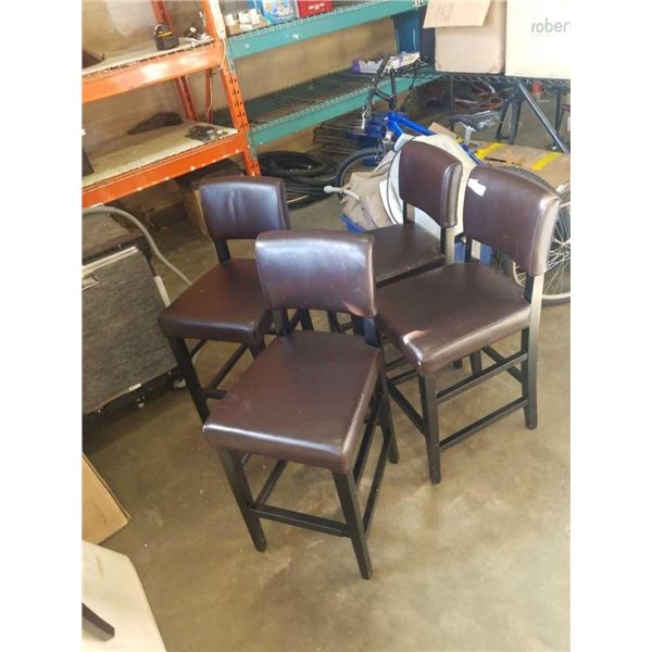 4 BROWN LEATHER LOOK BAR STOOLS