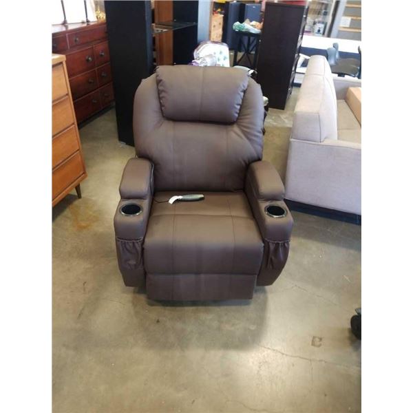 BROWN LEATHER MASSAGE THEATRE RECLINER WORKING