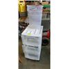 Image 1 : 3 DRAWER STORAGE UNIT ON WHEELS ; 3 LARGE FOOD CONTAINERS AND HEALTH BOOK