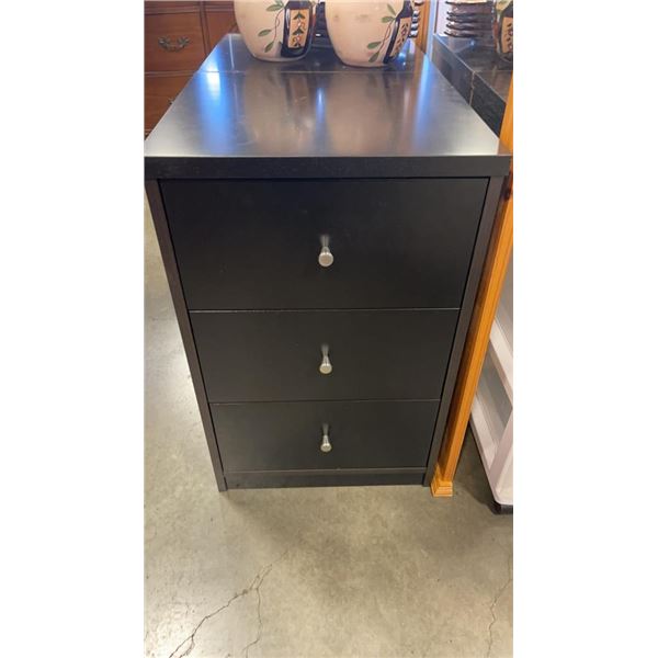 2 BLACK 3 DRAWER NIGHTSTANDS