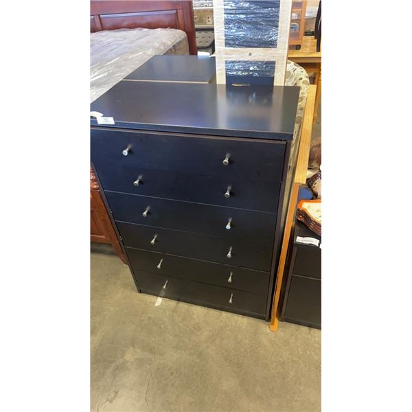 BLACK 6 DRAWER HIGHBOY DRESSER