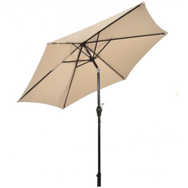 AS NEW MY PATIO 9FT STEEL MARKET UMBRELLA - RETAIL $129