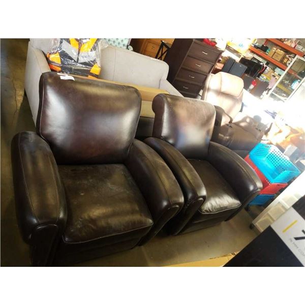 2 BROWN RECLINING ARMCHAIRS