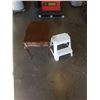 Image 1 : FRENCH PROVINCIAL END TABLE AND WHITE 2-STEP STOOL