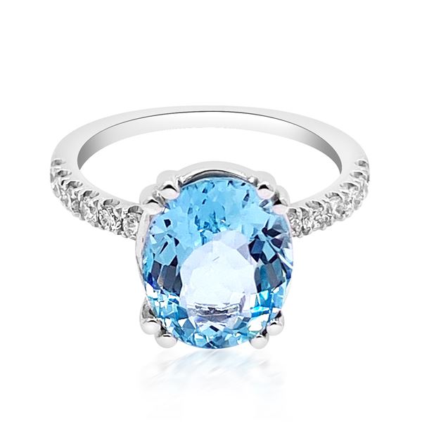 5.17ct Natural AQUAMARINE 14K White Gold 2.9gm Ring