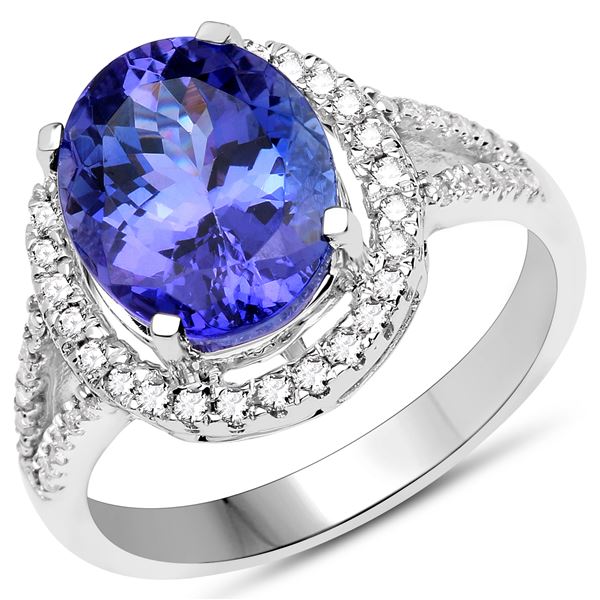 4.4ct Tanzanite 14K White Gold Ring