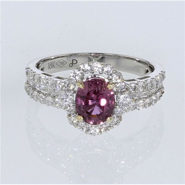 1.29ct Natural Pink Sapphire 18K White Gold Ring