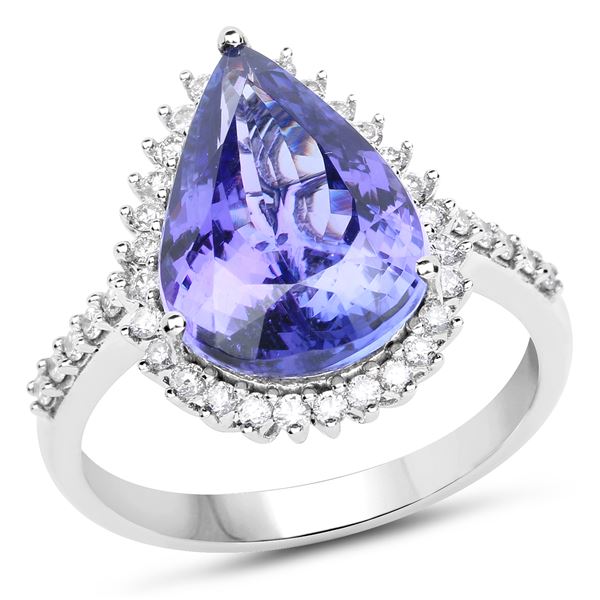 5.44ct Tanzanite 14K White Gold Ring