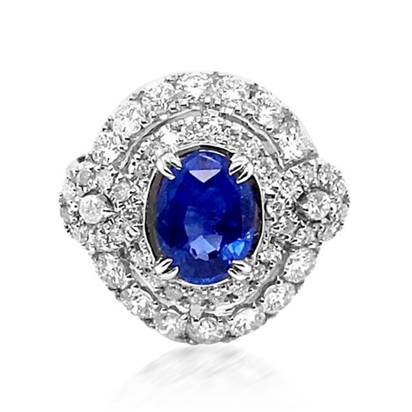 1.93ct Blue Ceylon Sapphire 14K White Gold Ring