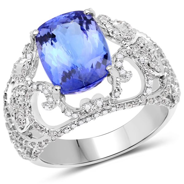 4.34ct Tanzanite 14K White Gold Ring